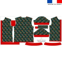 Patron chemise enfant verte imprimé Teckels de Noël - Création Stillistic