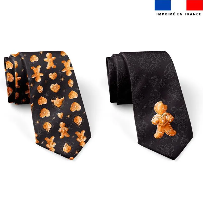 Patron cravate réversible motif Noël pain d'épices - Création Stillistic