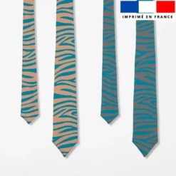 Patron cravate réversible motif zébrure bleu canard