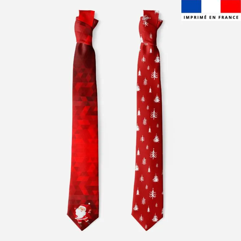 Patron cravate réversible motif noel père noel rouge