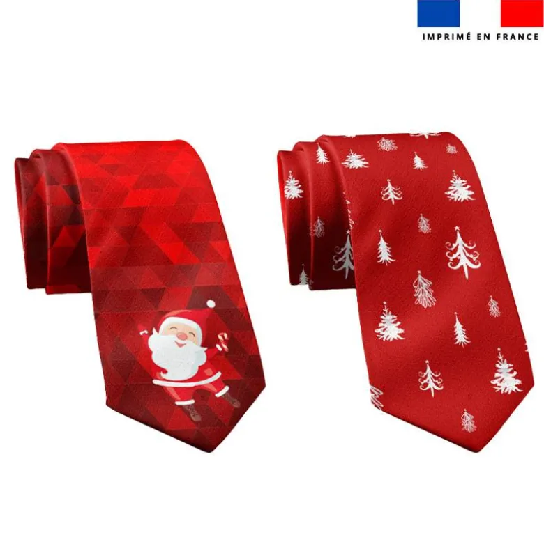 Patron cravate réversible motif noel père noel rouge