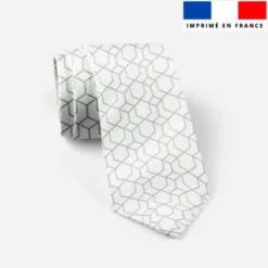 Patron cravate réversible motif géométrique vert sauge