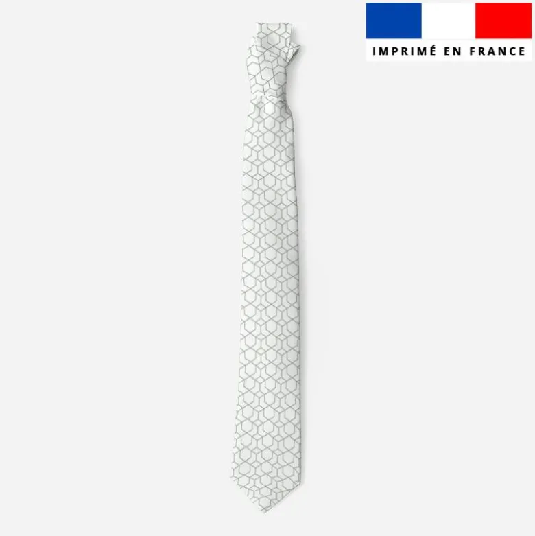 Patron cravate réversible motif géométrique vert sauge
