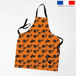 Patron imprimé orange pour tablier jonquilles - Création Cat&Colours