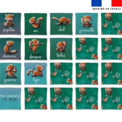 Patron imprimé pour jeu memory motif panda roux yoga - Création Stillistic
