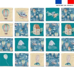 Patron imprimé pour jeu memory motif montgolfière aquarelle