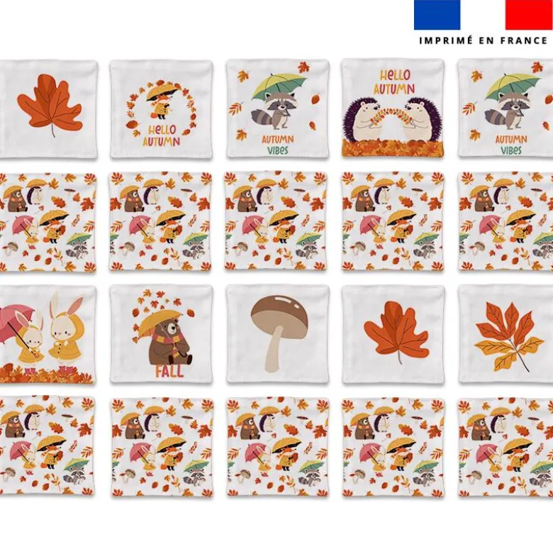 Patron imprimé pour jeu memory motif animaux d'automne