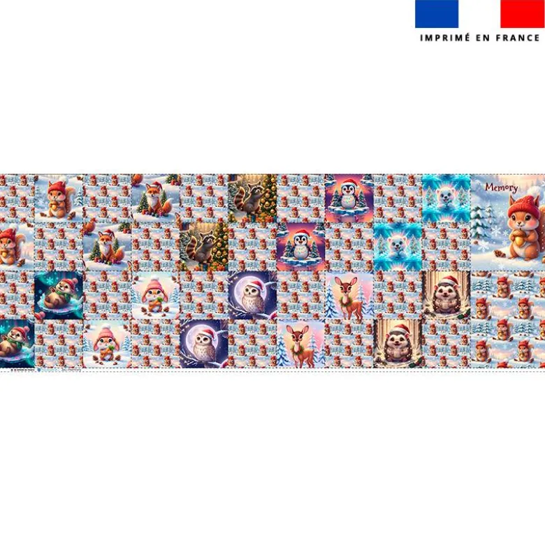 Patron imprimé pour jeu memory motif animaux de noël