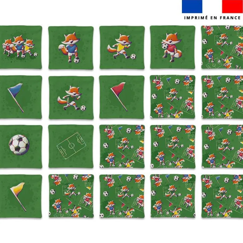 Patron imprimé pour jeu memory motif renard foot - Création Stillistic