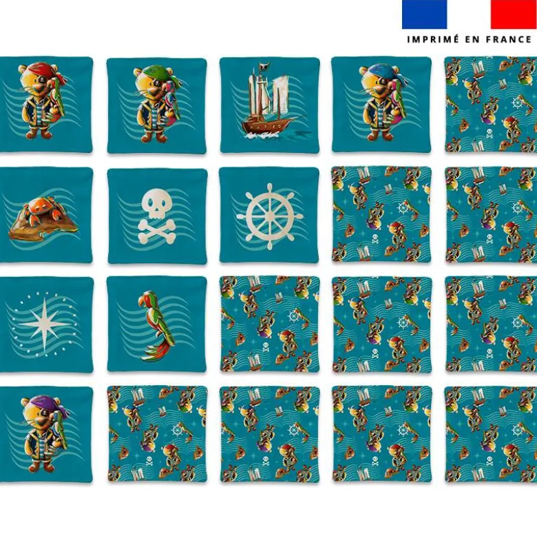 Patron imprimé pour jeu memory motif lion pirate - Création Stillistic