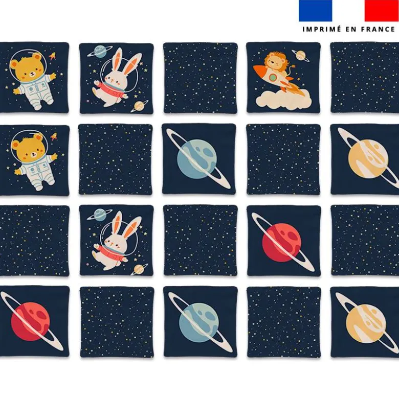 Patron imprimé pour jeu memory motif animaux dans l'espace