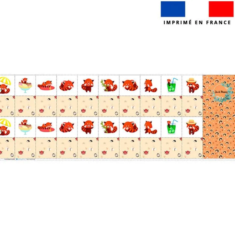 Patron imprimé pour jeu memory motif panda roux