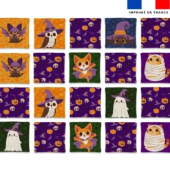 Patron imprimé pour jeu memory motif animaux Halloween