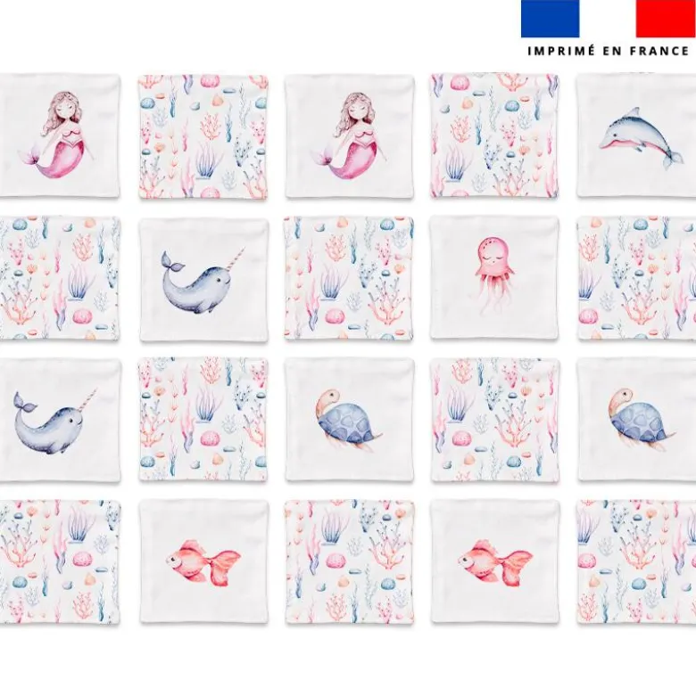 Patron imprimé pour jeu memory motif animaux aquatiques