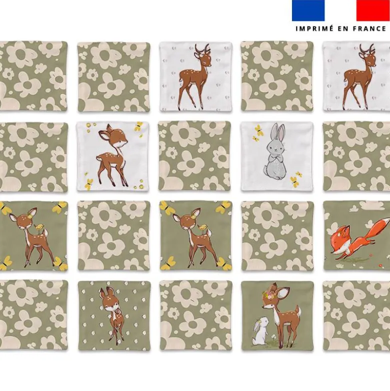 Patron imprimé pour jeu memory motif animaux de la clairière
