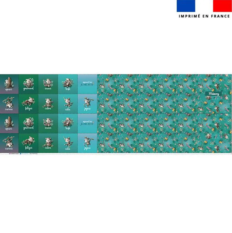 Patron imprimé pour jeu memory motif singe émotions - Création Stillistic
