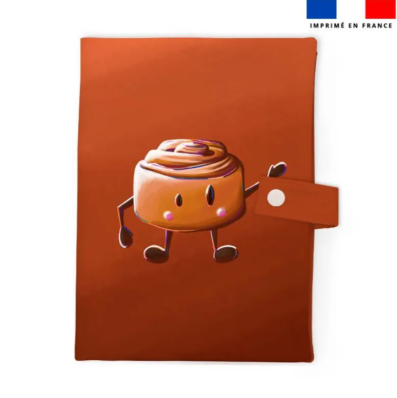 Patron imprimé pour protège carnet de santé motif amis ptit déj Roulé à la cannelle - Création Stillistic