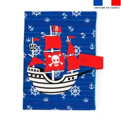 Patron imprimé pour protège carnet de santé bleu motif bateau de pirate
