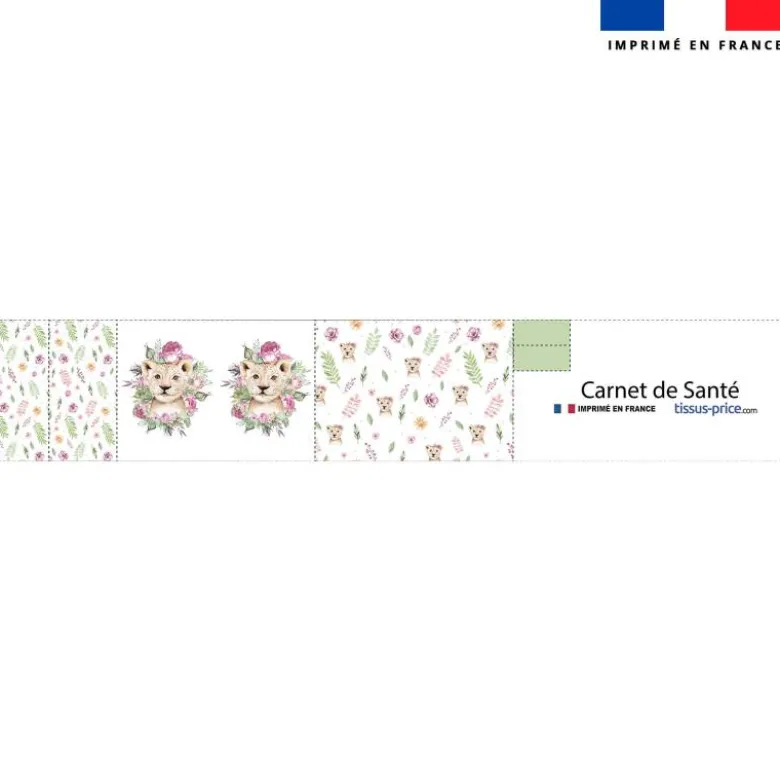 Patron imprimé pour protège carnet de santé motif animaux aquarelle