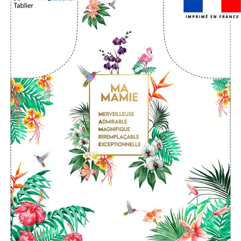 Patron imprimé pour tablier écru motif mamie