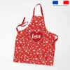 Patron imprimé pour tablier enfant rouge motif coeurs en folie - Création Lucie OBATON