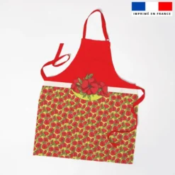 Patron imprimé pour tablier enfant rouge motif fleurs coquelicots rouges - Création Lucie OBATON