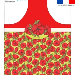 Patron imprimé pour tablier enfant rouge motif fleurs coquelicots rouges - Création Lucie OBATON
