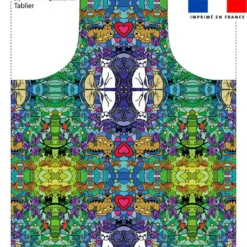 Patron imprimé pour tablier motif vitrail chat - Création Lita Blanc