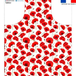 Patron imprimé pour tablier motif coquelicot