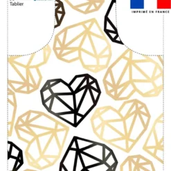 Patron imprimé pour tablier motif coeur black & gold