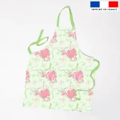 Patron imprimé pour tablier motif fleurs et papillons vert - Création Lili Bambou Design
