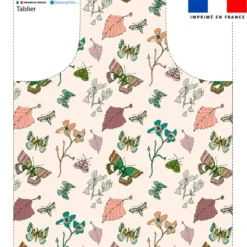 Patron imprimé pour tablier motif papillons d'automne rose - Création Lili Bambou Design