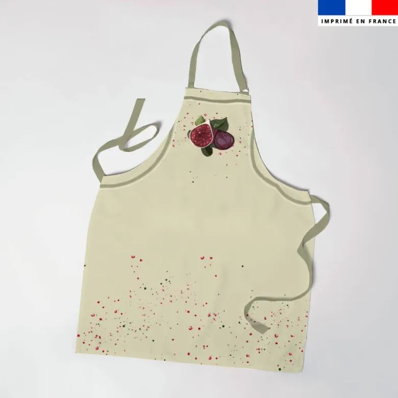 Patron imprimé pour tablier motif figue vert