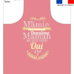 Patron imprimé pour tablier motif citation mamie
