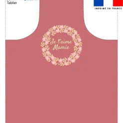Patron imprimé pour tablier motif je t'aime mamie