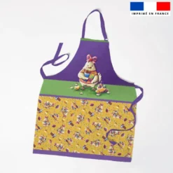 Patron imprimé pour tablier poule et oeufs de Pâques jaune - Création Stillistic