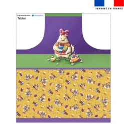 Patron imprimé pour tablier poule et oeufs de Pâques jaune - Création Stillistic