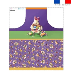 Patron imprimé pour tablier poule et oeufs de Pâques violet - Création Stillistic