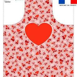 Patron imprimé pour tablier rose motif coeurs en folie - Création Lucie OBATON