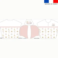 Patron imprimé sur tissu éponge pour poncho de bain motif mouton des rêves