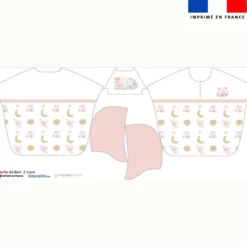 Patron imprimé sur tissu éponge pour poncho de bain motif mouton des rêves