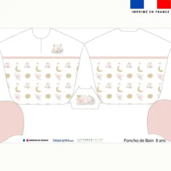 Patron imprimé sur tissu éponge pour poncho de bain motif mouton des rêves