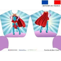 Patron imprimé sur tissu éponge pour poncho de bain motif super-héroine