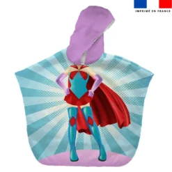 Patron imprimé sur tissu éponge pour poncho de bain motif super-héroine