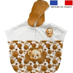 Patron imprimé sur tissu éponge pour poncho de bain motif ourson aquarelle