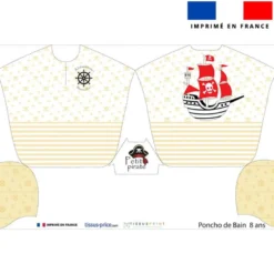 Patron imprimé sur tissu éponge pour poncho de bain motif pirate