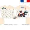 Patron imprimé sur tissu éponge pour poncho de bain motif course de voiture