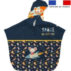 Patron imprimé sur tissu éponge pour poncho de bain motif animaux dans l'espace