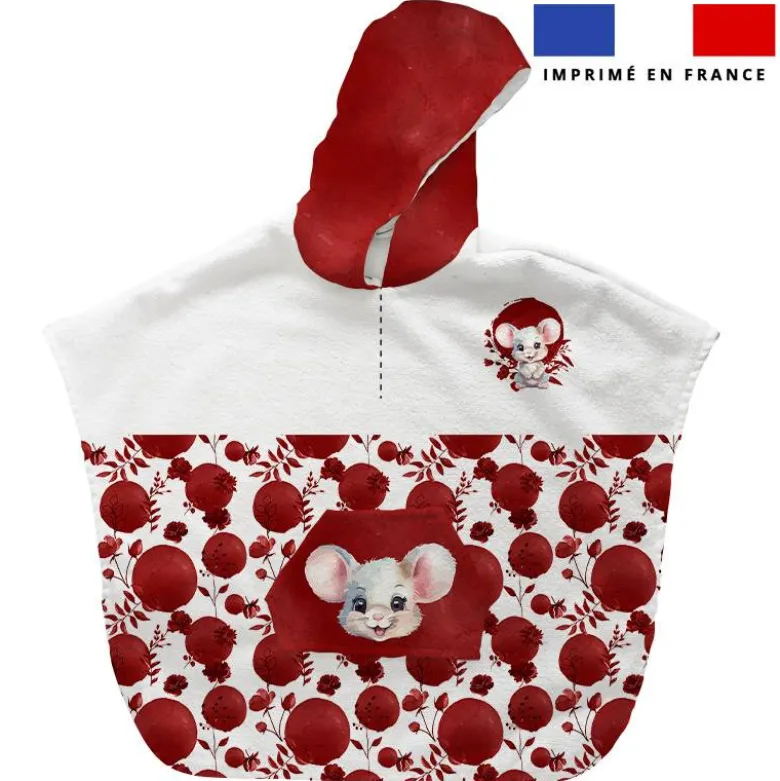 Patron imprimé sur tissu éponge pour poncho de bain motif souris aquarelle