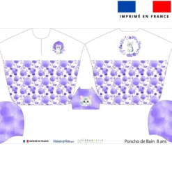 Patron imprimé sur tissu éponge pour poncho de bain motif chat aquarelle